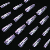 Wear nail long fake nail aurora wear nail white flame pearl nail piece finished product removable nails｜365nails