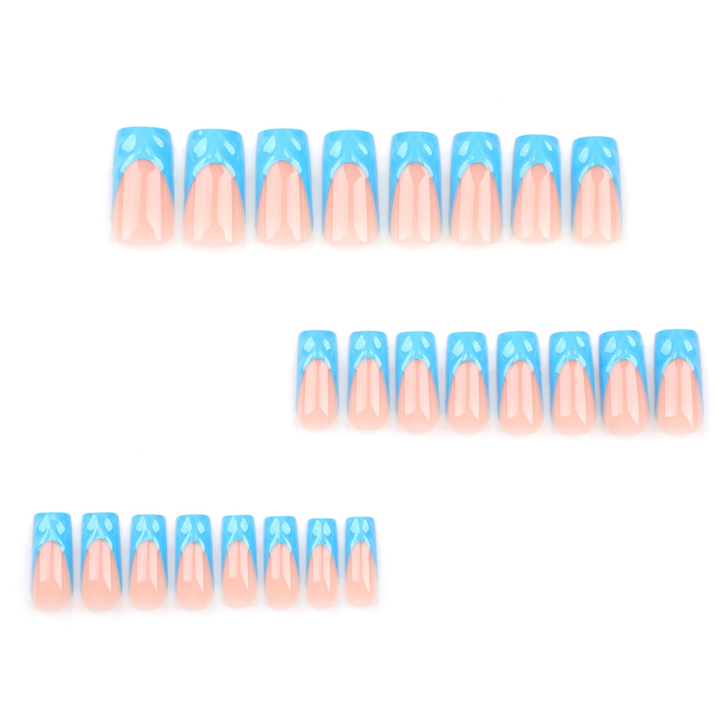 French blue repeatable nail piece finished product 3D press-on nails nail piece fake nail wholesale press on nail｜365nails