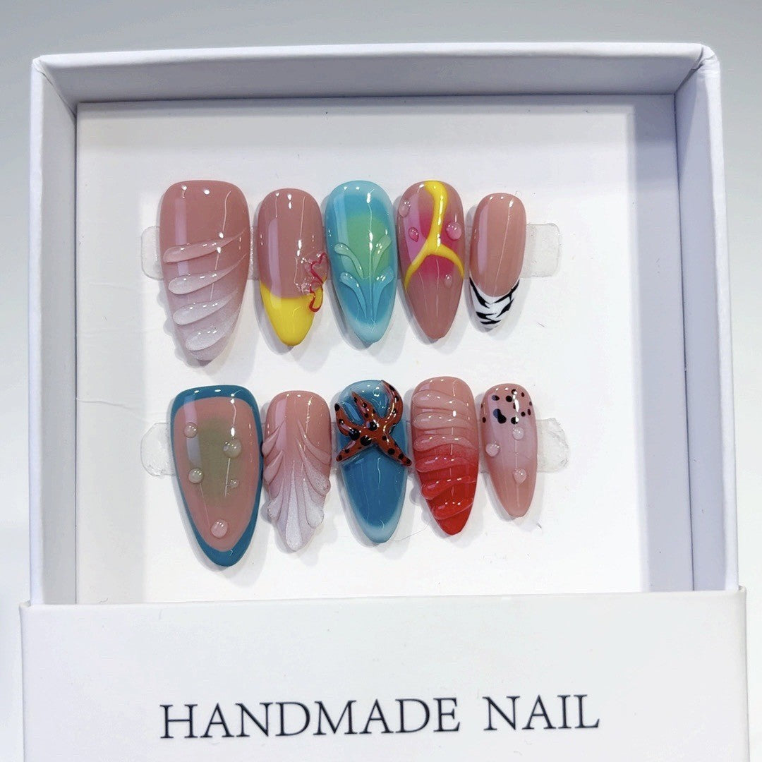 Beach Vacation Series: "Tropical Flip Flop" – Almond Handmade Press-on Nails