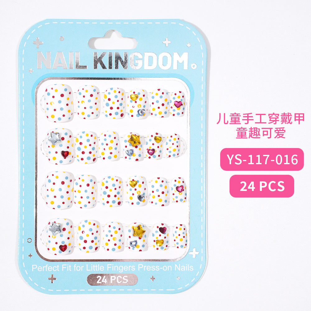 Children's Nail Art Nail Sticker Girl Cartoon 24 Nail Art Sticker Cute Removable press on nails With Drill