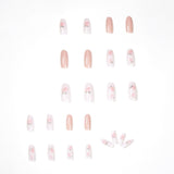 Pó de pêssego suave para clareamento de verão, unhas postiças finalizadas, peça removível para unhas｜365nails