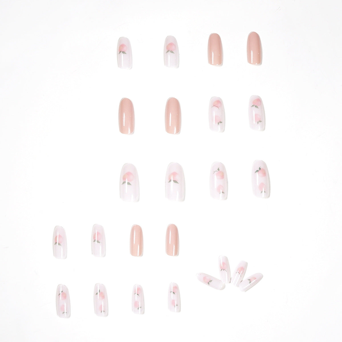 Pó de pêssego suave para clareamento de verão, unhas postiças finalizadas, peça removível para unhas｜365nails