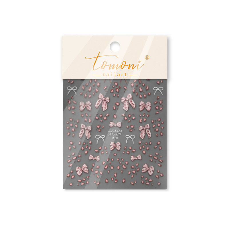 Leopard Print & Bow Nail Stickers – Cute Animal Print Collection