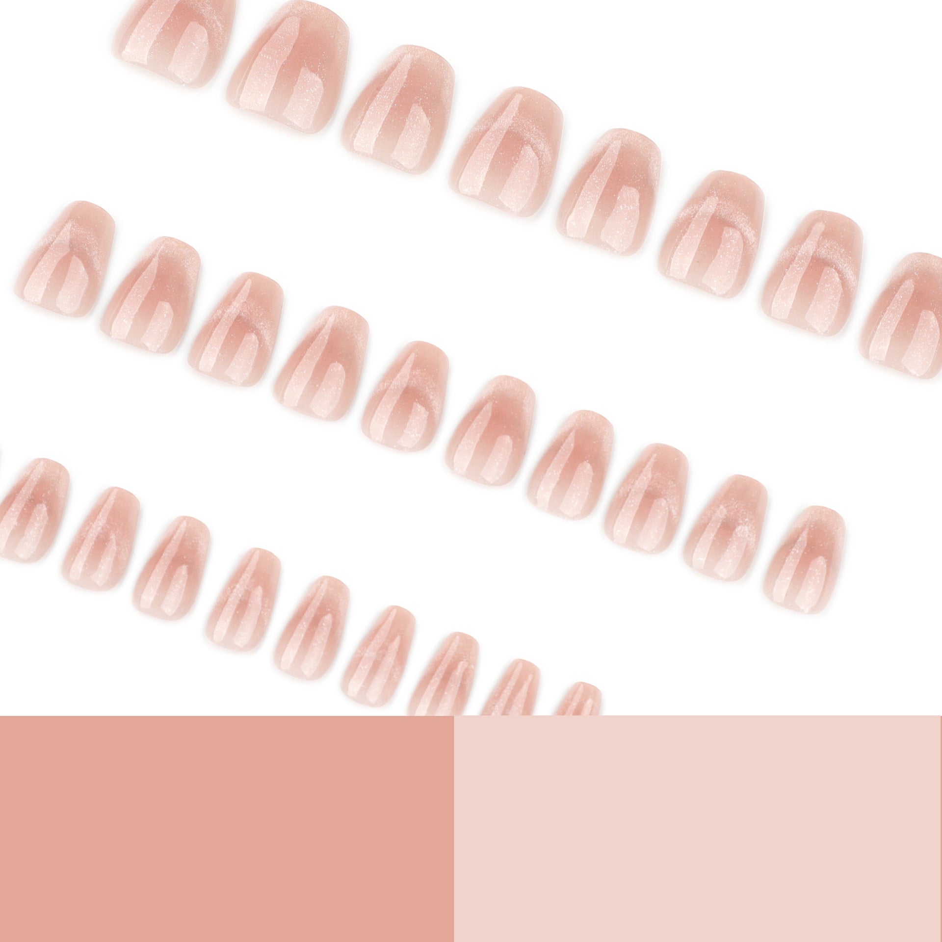 Soft Nude Gradient Glitter Squoval Press On Nails Set