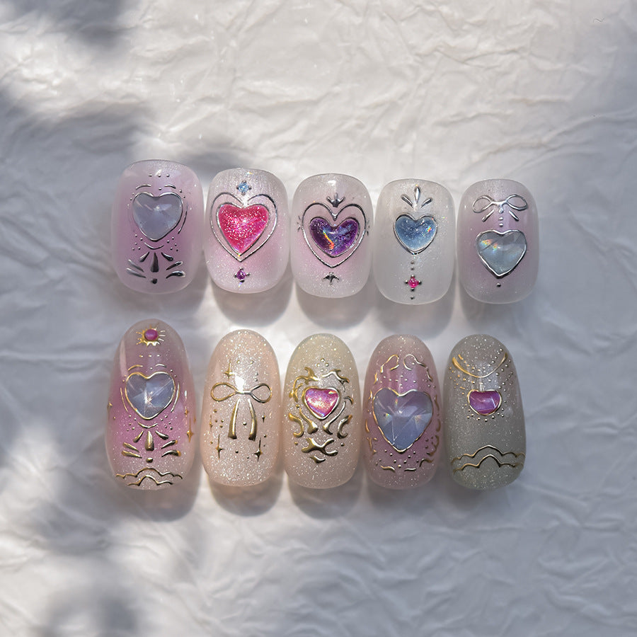Royal Heart Collection: "Enamel Gold" – 3D Metallic Nail Sticker