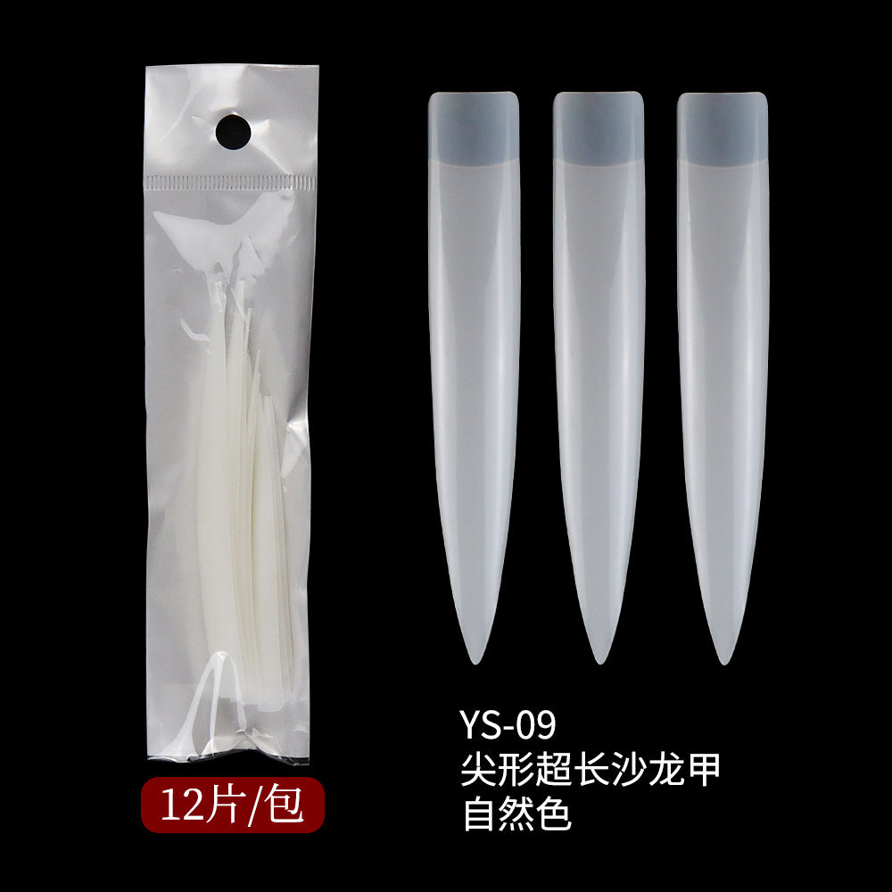 Nail Tips lengthening salon art nail pads 12 pcs bagged pointed  performance manicure super long fake nail pads
