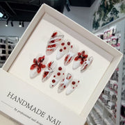 365nails: "Ruby Bloom" – 3D 입체 꽃 수제 스틸레토형 프레스온 네일