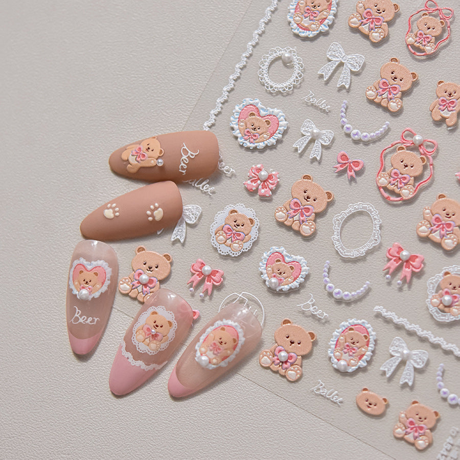 365nails: "Crystal Teddy Bear & Bow" – Nail Art Stickers
