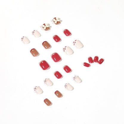 Cream Powder Leopard Print Pearl Nail Patch Nail Patch Cute Wear Nail Art Finished False Nail Removable Nail Patch｜365nails