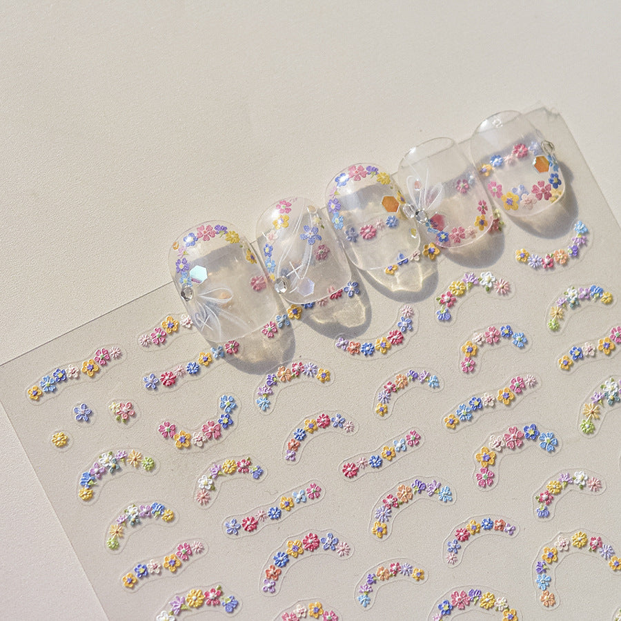 Spring Flower Frame Collection: "Japanese Holographic Flower Frame" – 3D Embossed Nail Sticker