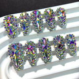 AB Crystal Full Rhinestone Short Almond Press On Nails