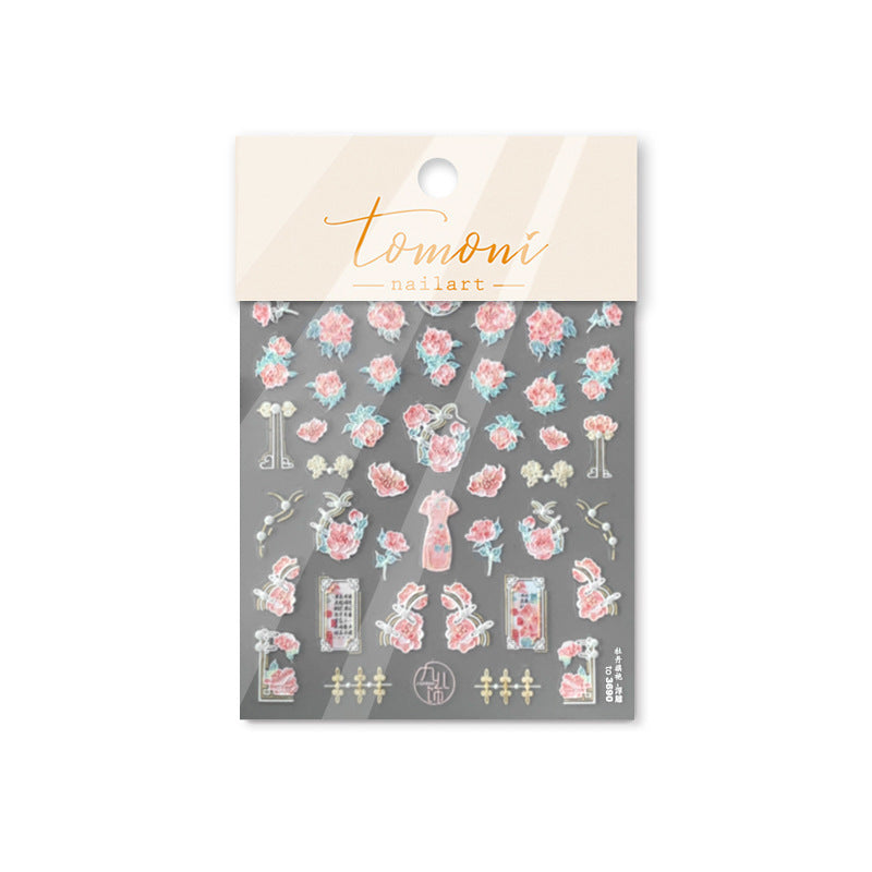 365nails: "Peony Qipao Charm" – Oriental Floral Nail Stickers