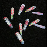 [Angel Garden] European Rococo Gypsum Angel Hand-painted Rose Quicksand Flow Hemp Press On Nail