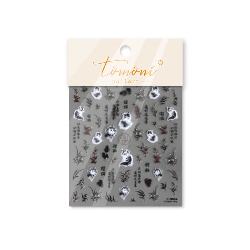 365nails: "Ink Wash Cat" – nail art stickers