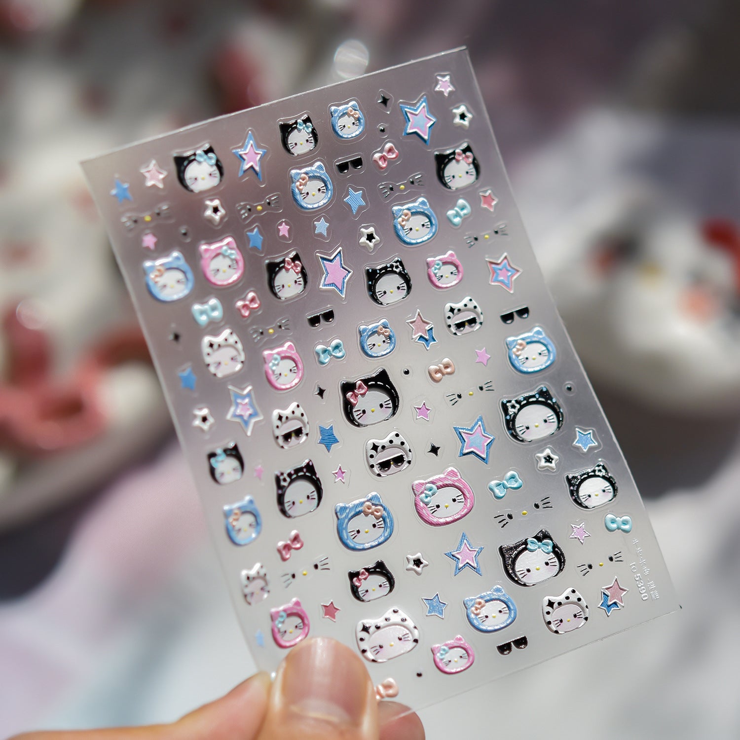 Hello Kitty Red Cherry & Mushroom Collection: "Cute Hello Kitty" – 3D Embossed Nail Sticker