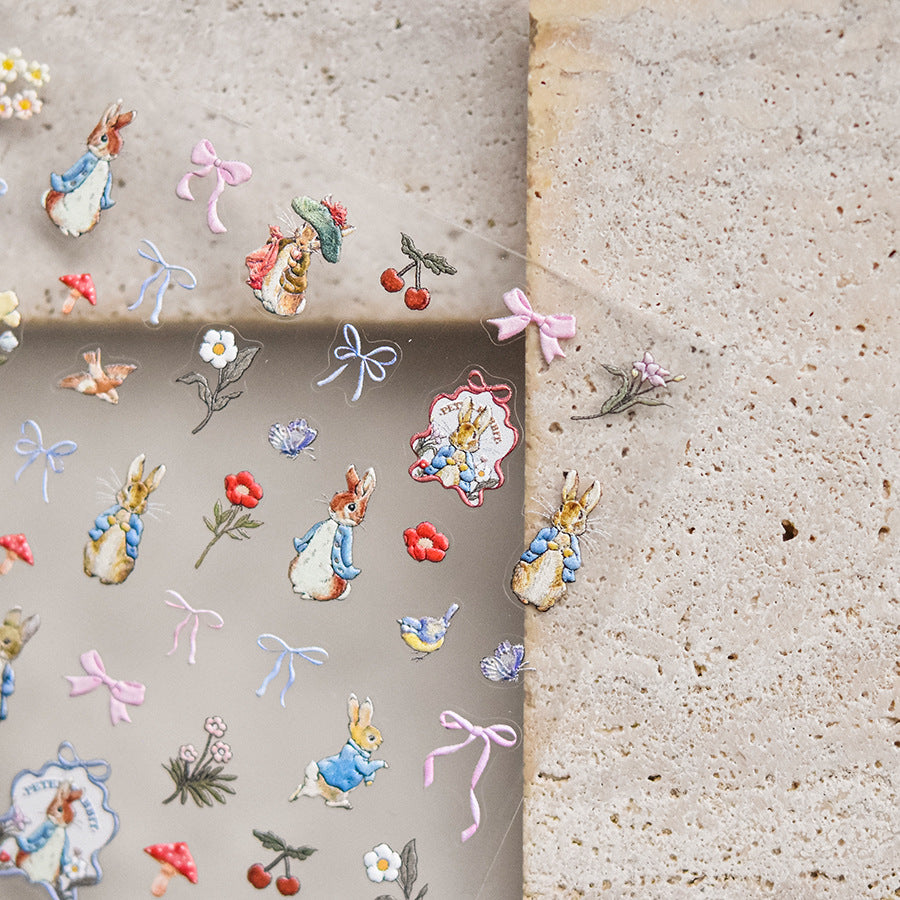 Peter Rabbit & Friends: "Storybook Garden" – 5D Embossed Nail Sticker