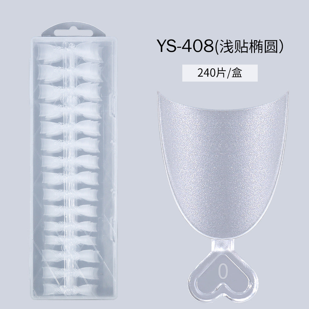新款法式霧面穿戴甲貼，240片盒裝，短款半貼式手用甲墊 (MOQ=3)