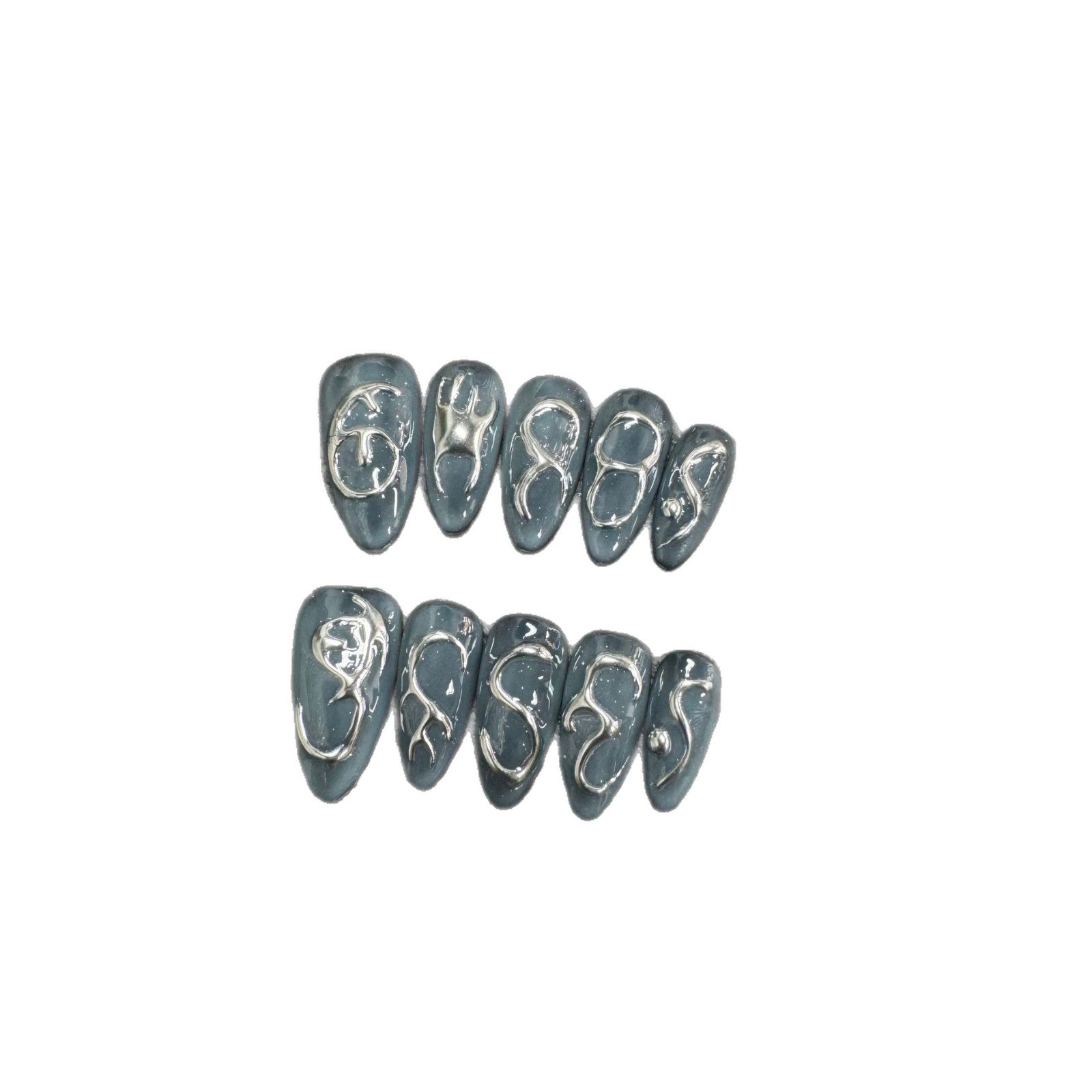 365nails: "Liquid Marble" – 리퀴드 마블 추상 소용돌이 수제 아몬드형 프레스온 네일