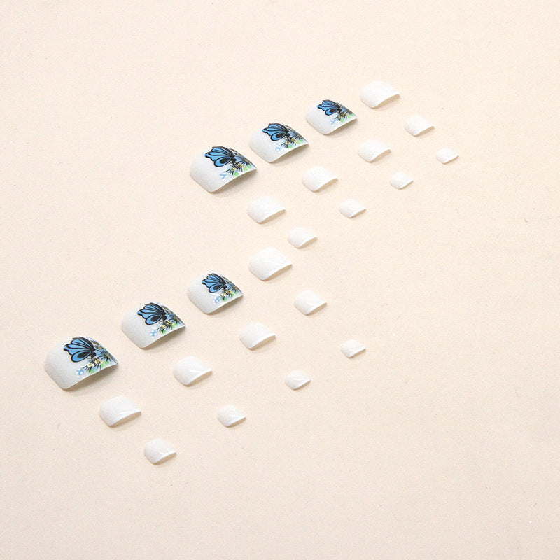 Mariposa 3D fresca y pura. Modelo de uñas postizas a presión. Uñas postizas especiales de hada. Modelo de uñas postizas a presión. ｜365nails