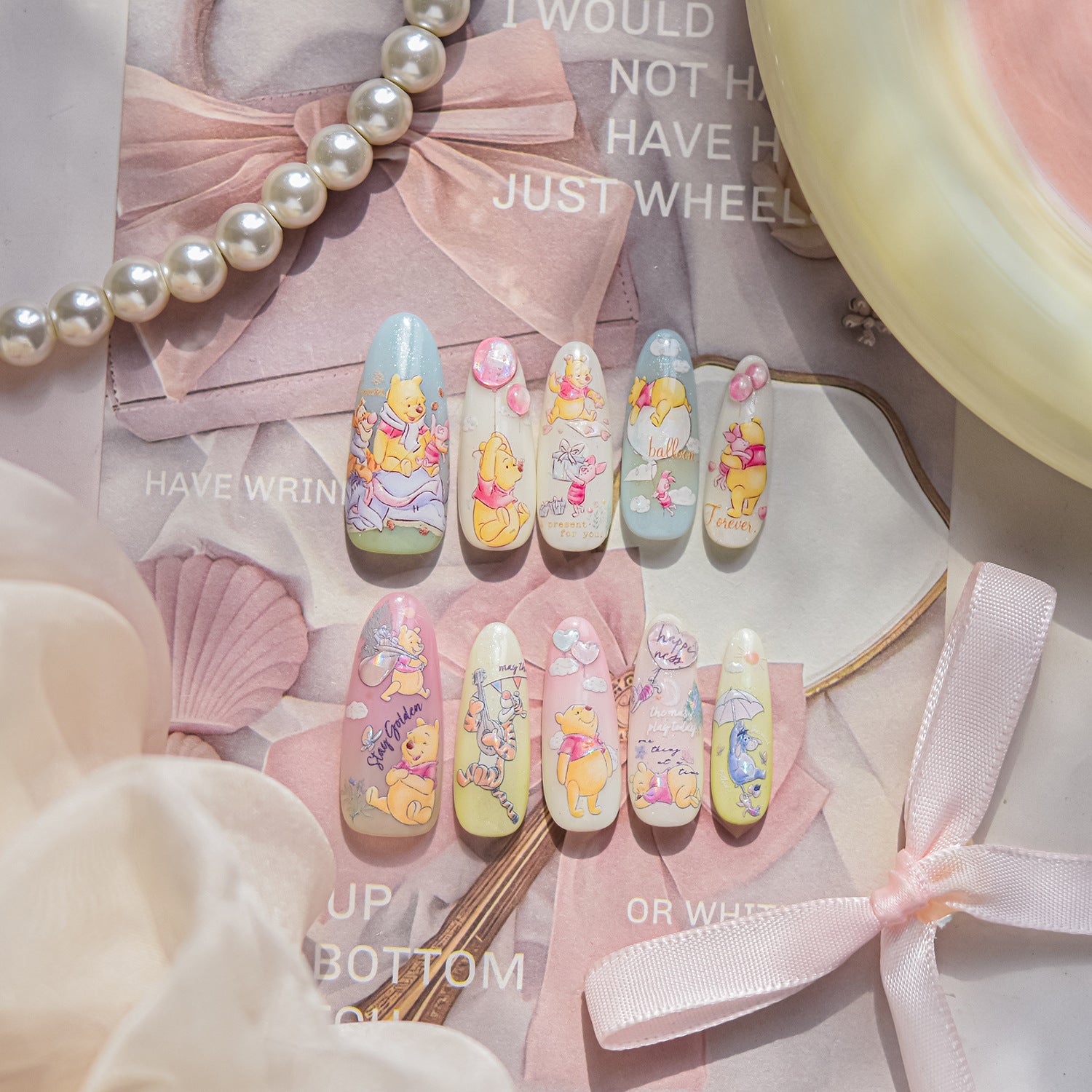 365nails: "小熊維尼與朋友浮雕套組" – 美甲貼紙
