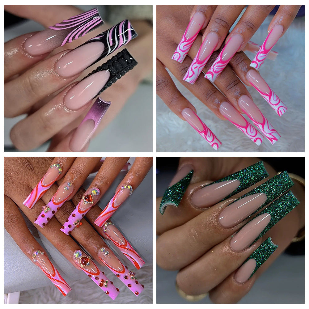 Nail Tips Nail pads, transparent 550 pieces, boxed semi-stickers, long non-marking removable extension water pipe nail fake nails (MOQ=3)