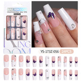 Press on nails fake nail patch extension nail Spice Girl medium rectangle removable 24 pieces with drill manicure