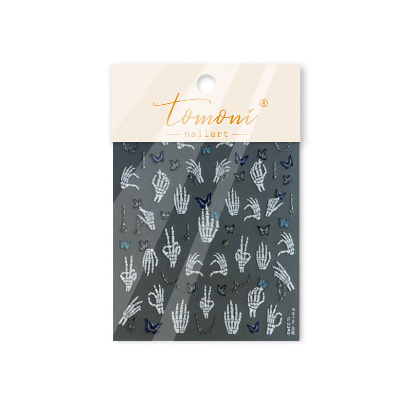365nails: "Metallic Skeleton Hand & Butterfly" – Nail Art Stickers
