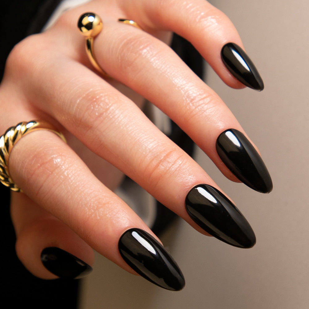 Popular color solid color manicure fake nail almond glossy wearable wearable nail removable nail piece｜365nails