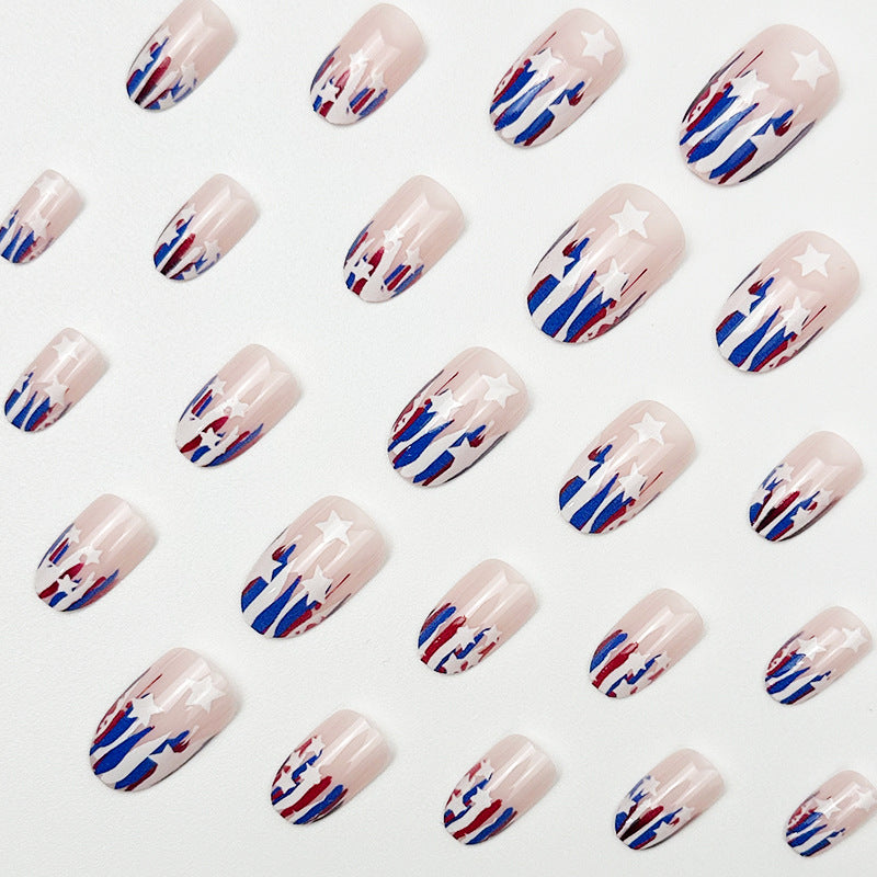365nails: "Liberty French" – Flag Canton & White French Oval Nails