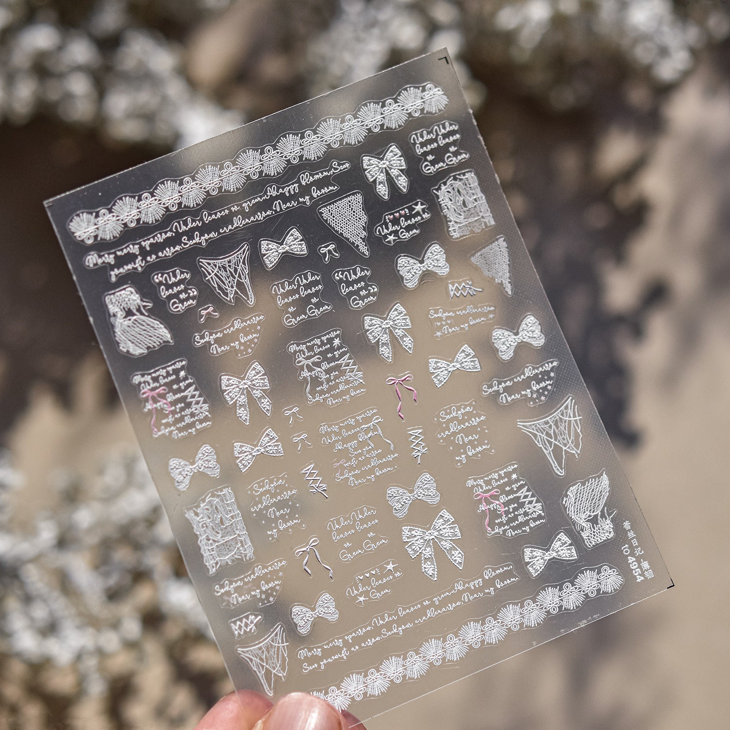 3D Embossed Spider Web Lace Nail Stickers – White Sheer Mesh Texture Set