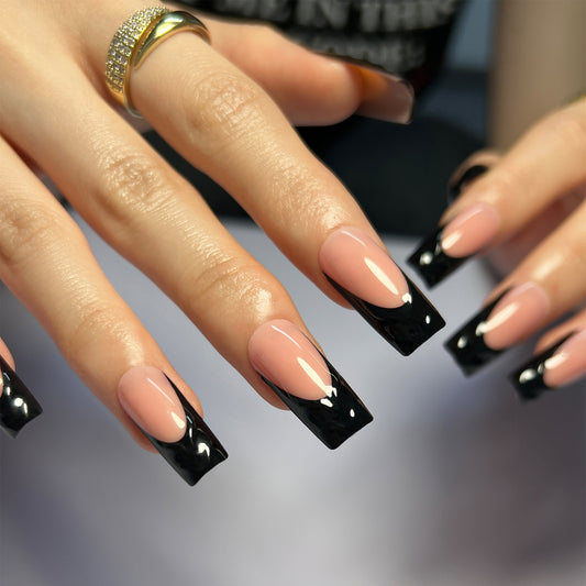 Factory direct supply French nail products wholesale 3D wearable manicure fake nails simple square wearable nail｜365nails