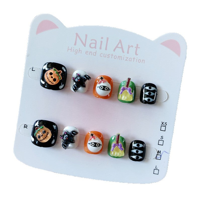 365nails-Spooky Halloween Kids Series: "Trick or Treat Squad" – Short Square Kids Pedicure Nail Art
