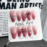 Uñas postizas hechas a mano Otoño e Invierno Nuevas Uñas Dulces Rubor Hielo Transparente Ojo de gato Puro ｜365nails