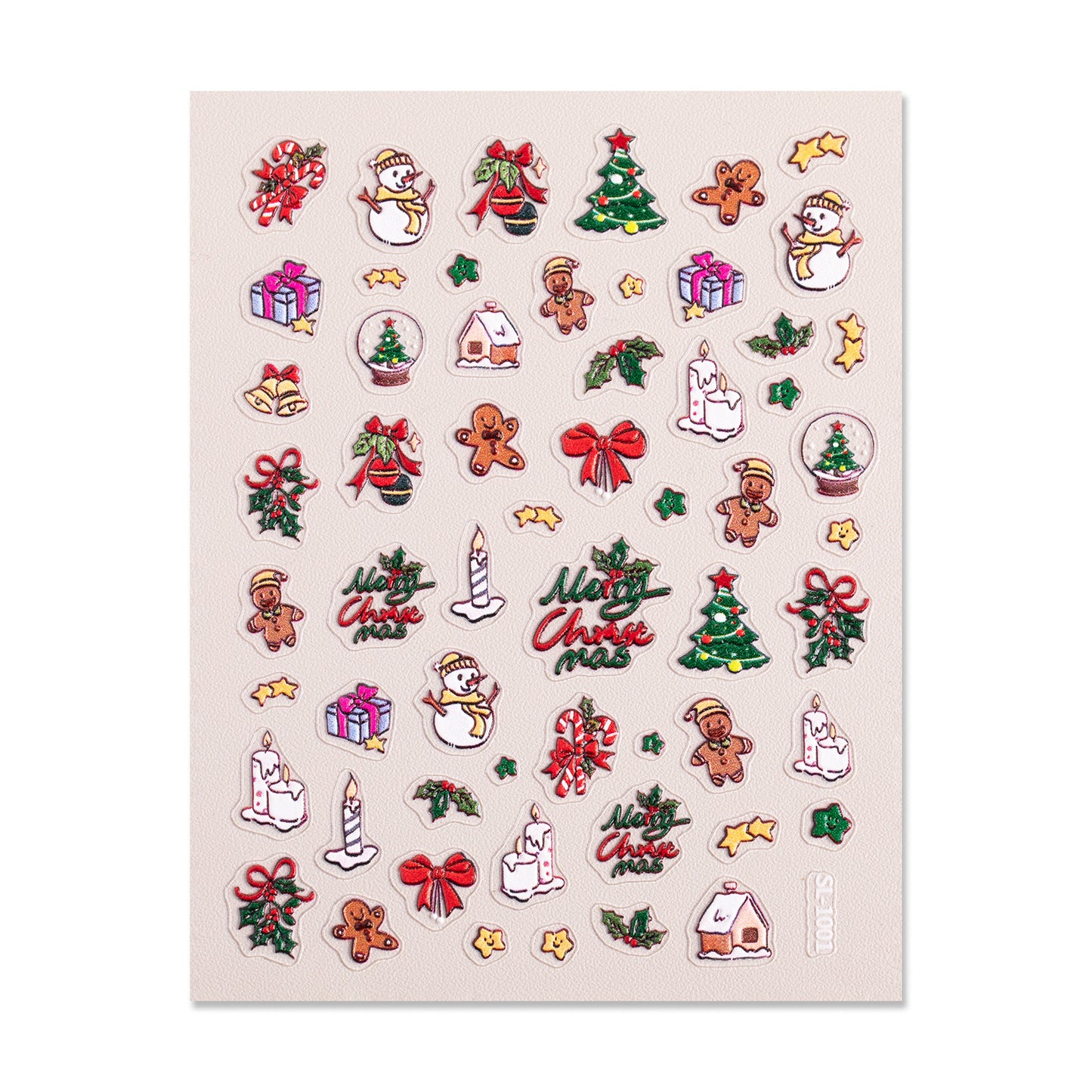 Winter Christmas Tree Nail Art Sticker 5D Embossed Three-dimensional Adhesive Christmas Ornament Nail Sticker SL