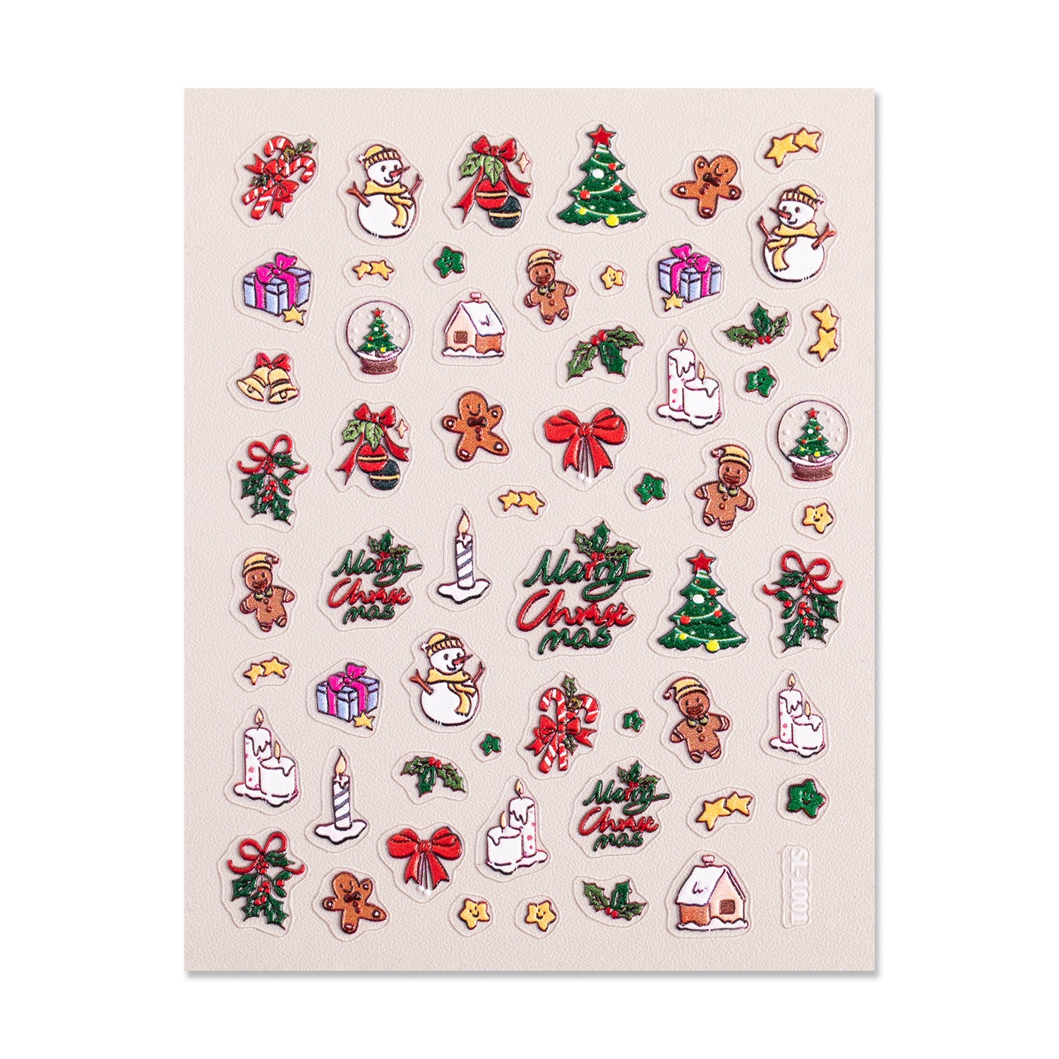 Winter Christmas Tree Nail Art Sticker 5D Embossed Three-dimensional Adhesive Christmas Ornament Nail Sticker SL