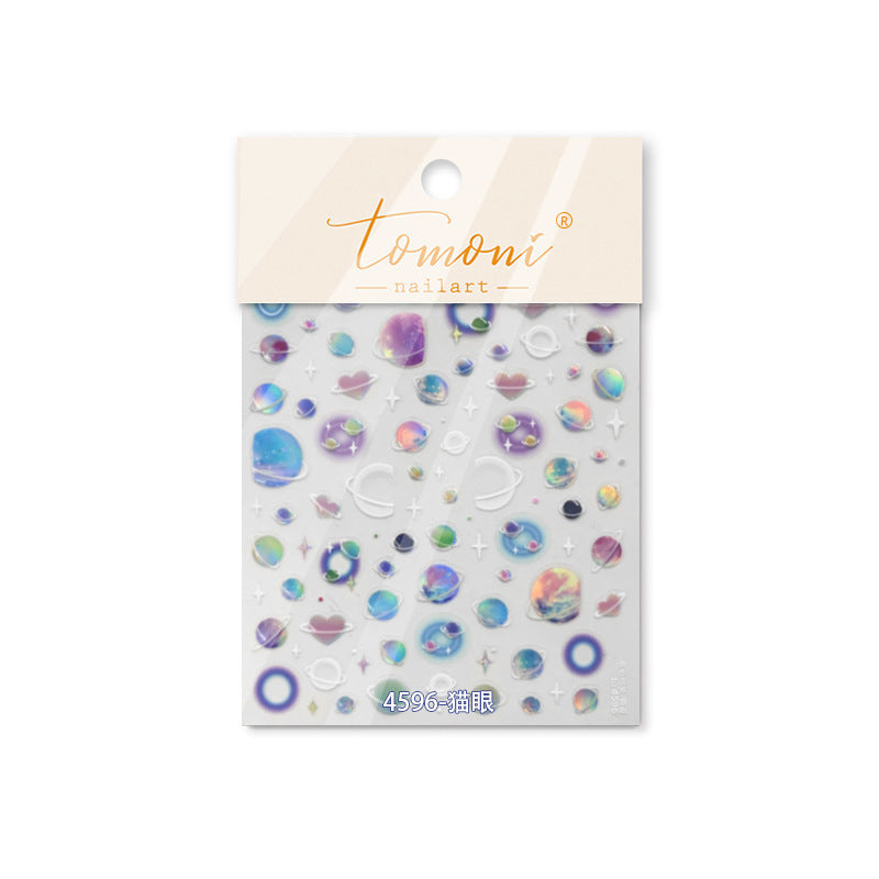 Cosmic Planet Collection: "Galaxy Cat Eye" – 3D Glitter Nail Sticker