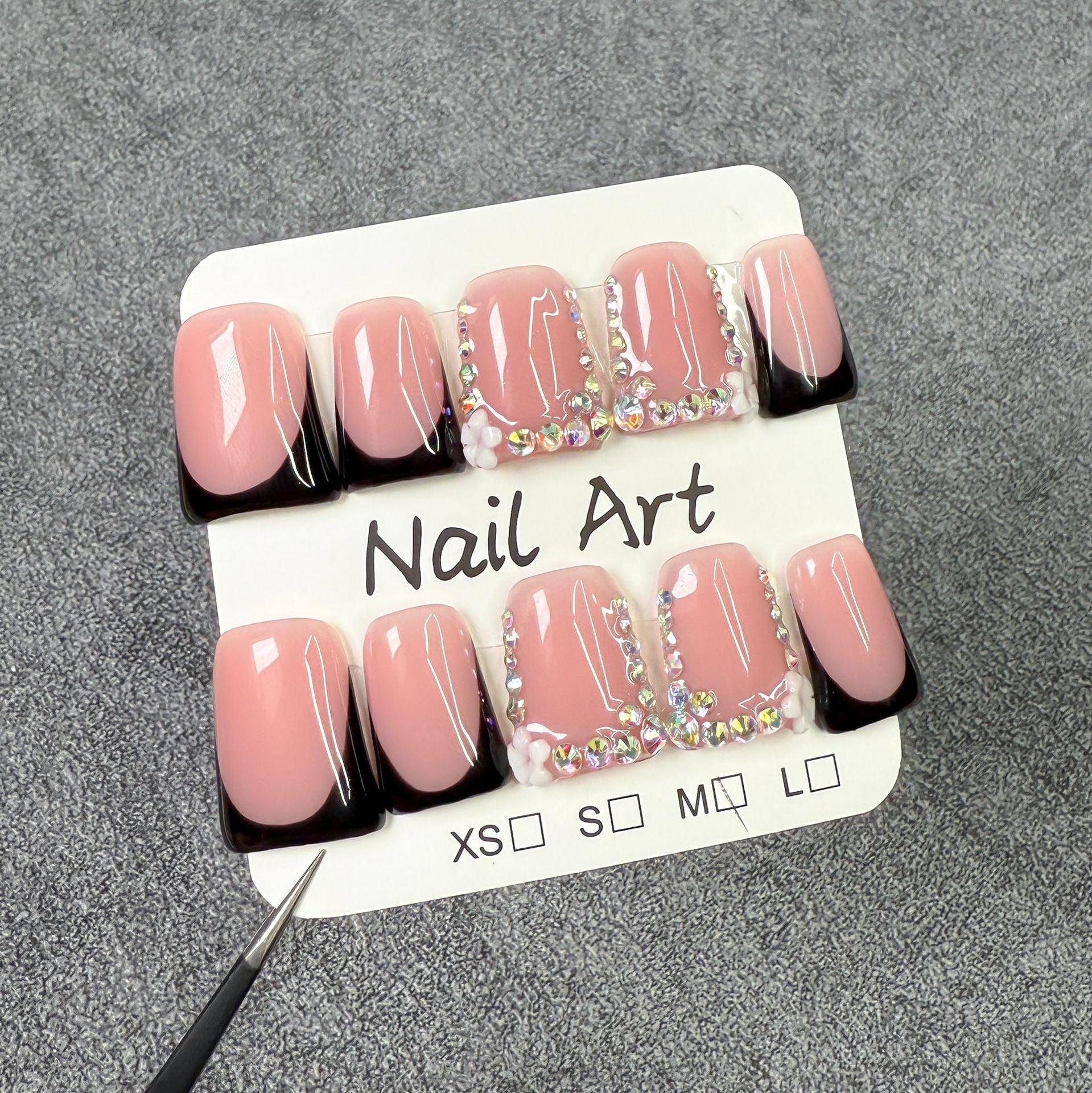 Duck bill nail sweet cool hot girl pink black French ice through handmade press-on nails wearable fake nail wholesale｜365nails