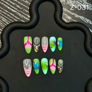 365nails: "Psychedelic Muse" – 3D Abstract Art Handmade Coffin Nails