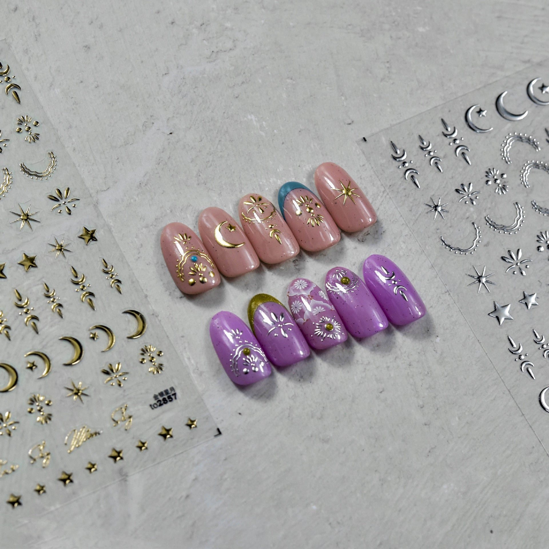 365nails: "Gold Foil Star Moon Celestial Ornament" – nail art stickers