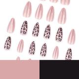 Leopard print cat eye wearing nails short almond nails manicure finger