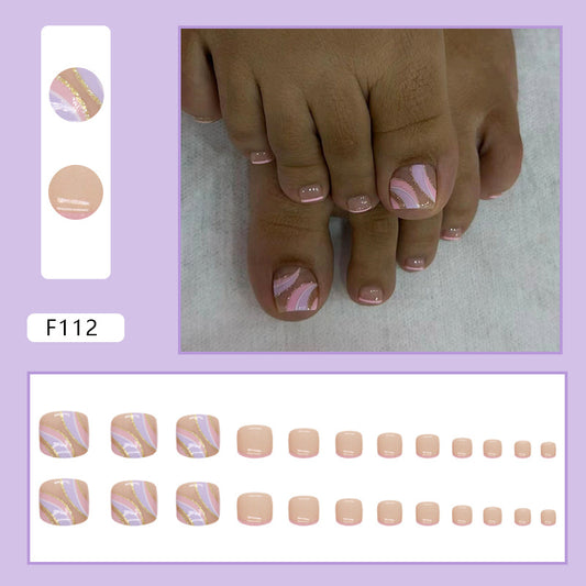 Doce irmã francesa rosa roxo glitter unhas postiças modelo unhas postiças simples onduladas unhas postiças arte peça de unha unhas｜365nails