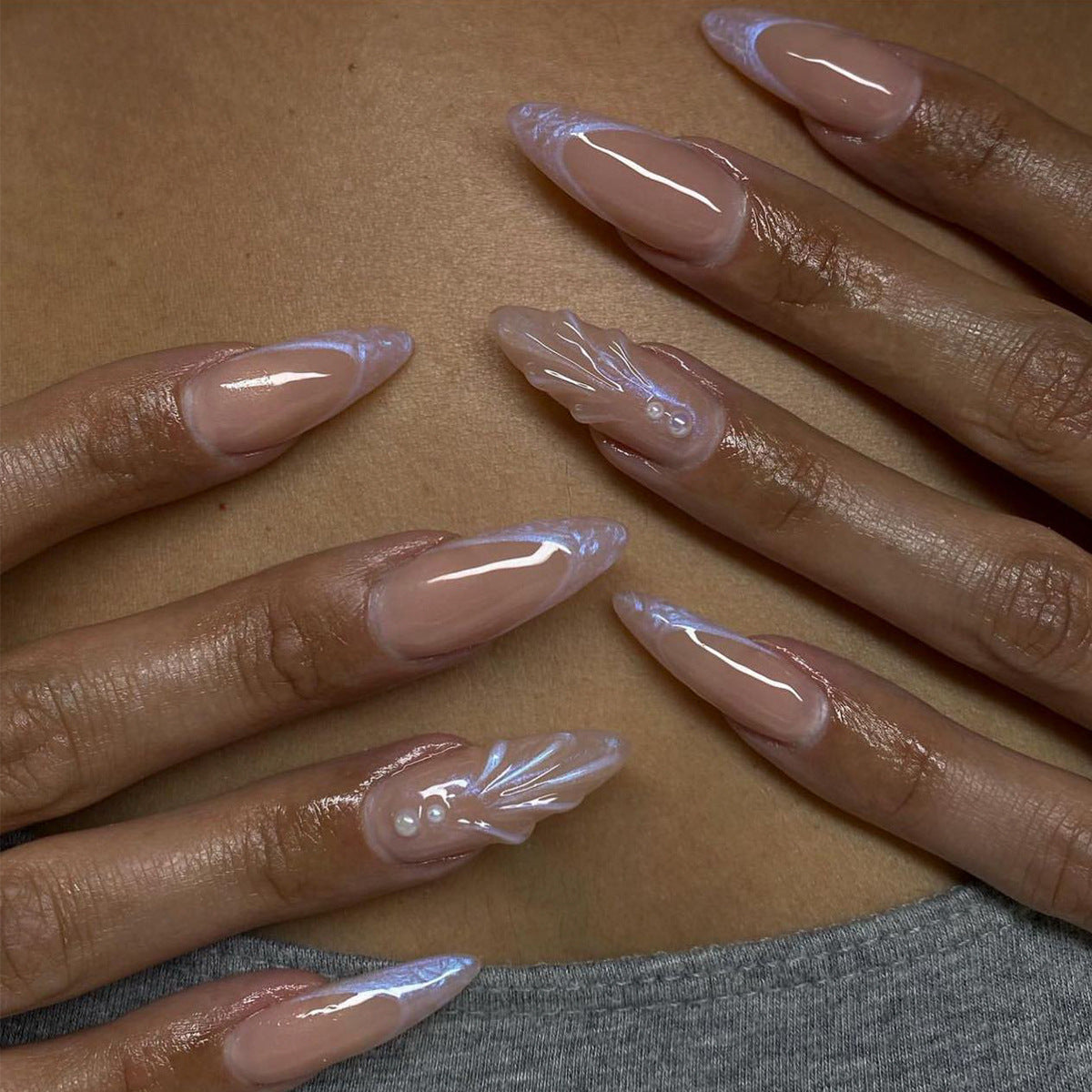 hot-selling three-dimensional shell  pads wholesale  nude almond nail patch｜365nails