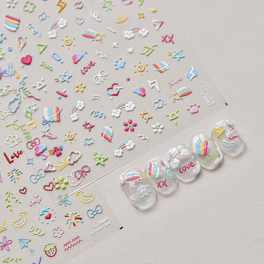 3D Embossed Nail Stickers – Whimsical Collection