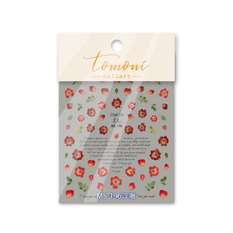 365nails: "Watercolor Pink Rose Flower Love Letter Embossed" – Nail Art Stickers