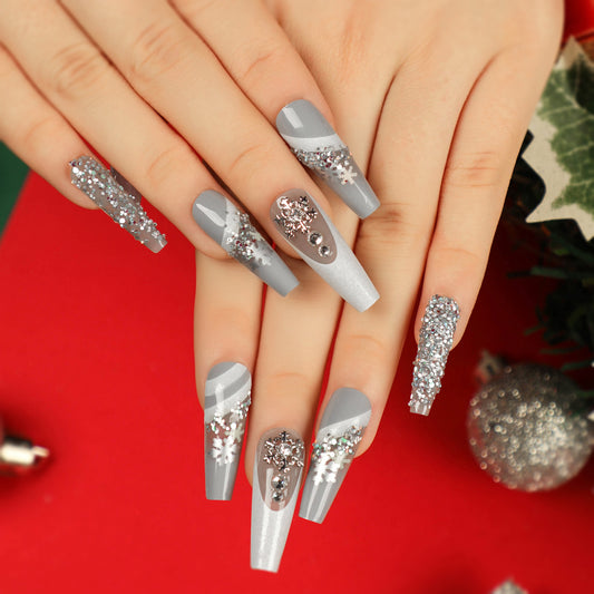 New Christmas Wear Nail Nail Art Finished Product Wholesale  Special for Flash Diamond False Nail Patch Removable｜365nails