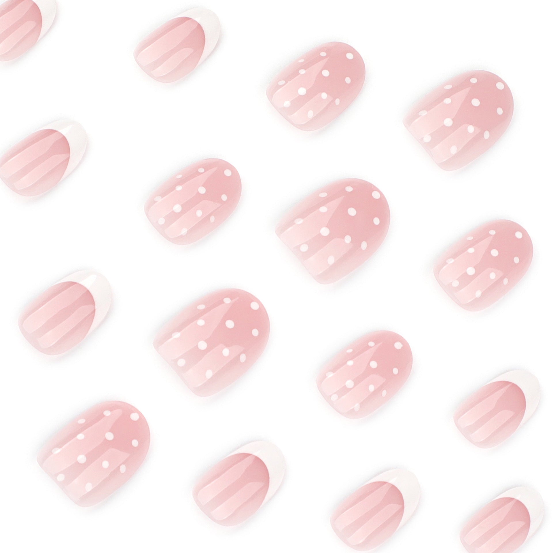 "Pink Polka Dot French" - Precision Crafted Press-On Nails