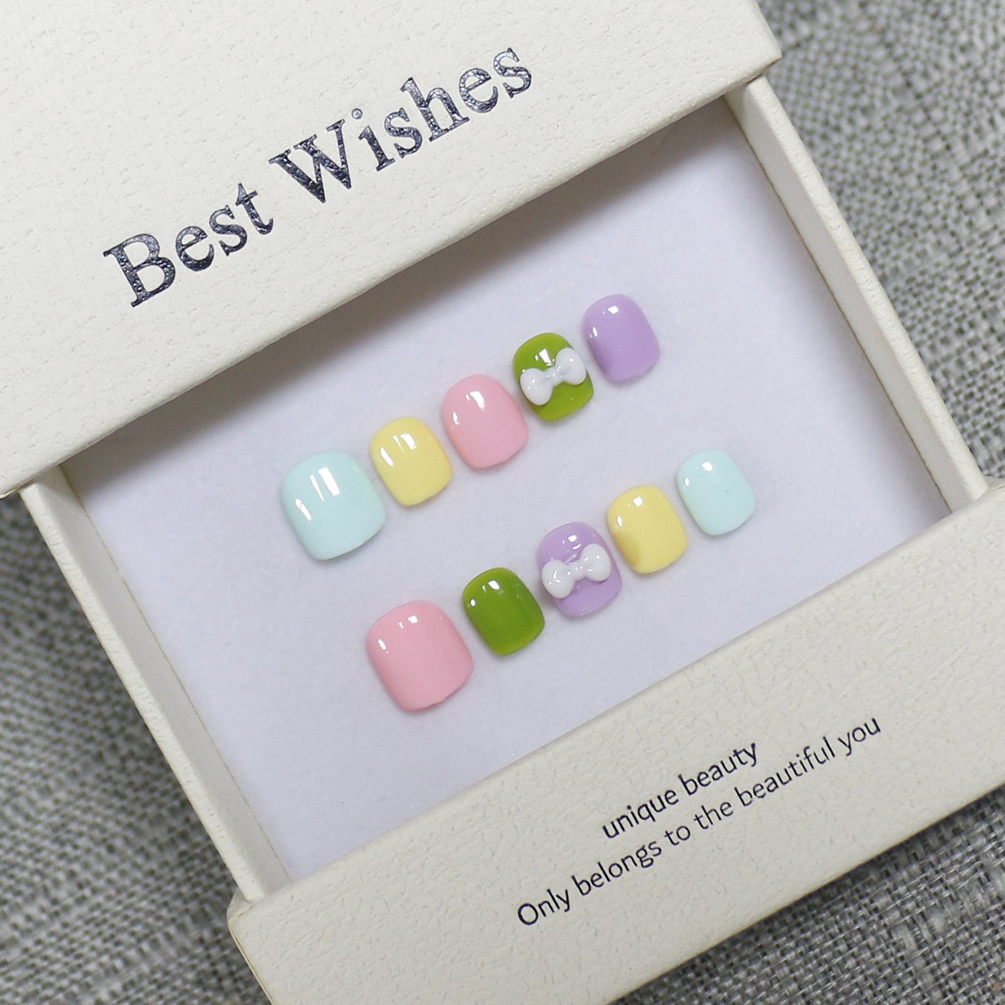 New handmade press-on nails cute cartoon fake nail flakes 3-12 years old