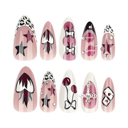 Sweet and cool short almond nail manicure, wearing nail, hot-selling   wearable   finished product wholesale｜365nails