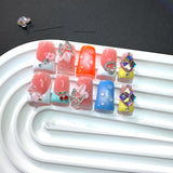 Colorful Crystal Butterfly Glossy Press On Nails