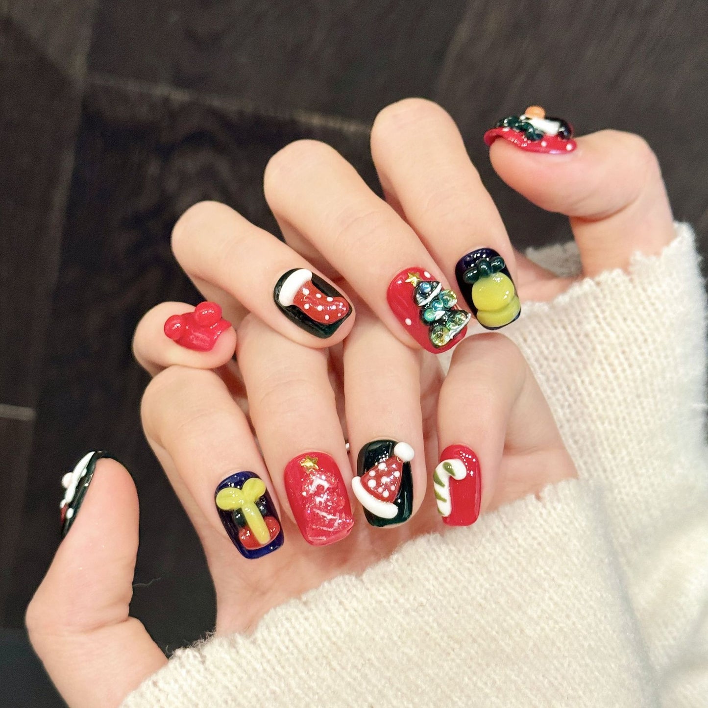 Festive Christmas Cartoon Press On Nails